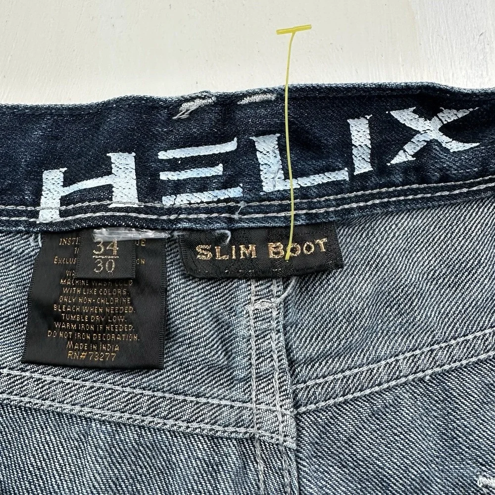 VTG Y2K Helix‎ Slim Boot Cut Jeans Men 34x30 Blue Medium Wash Denim Skate Grunge